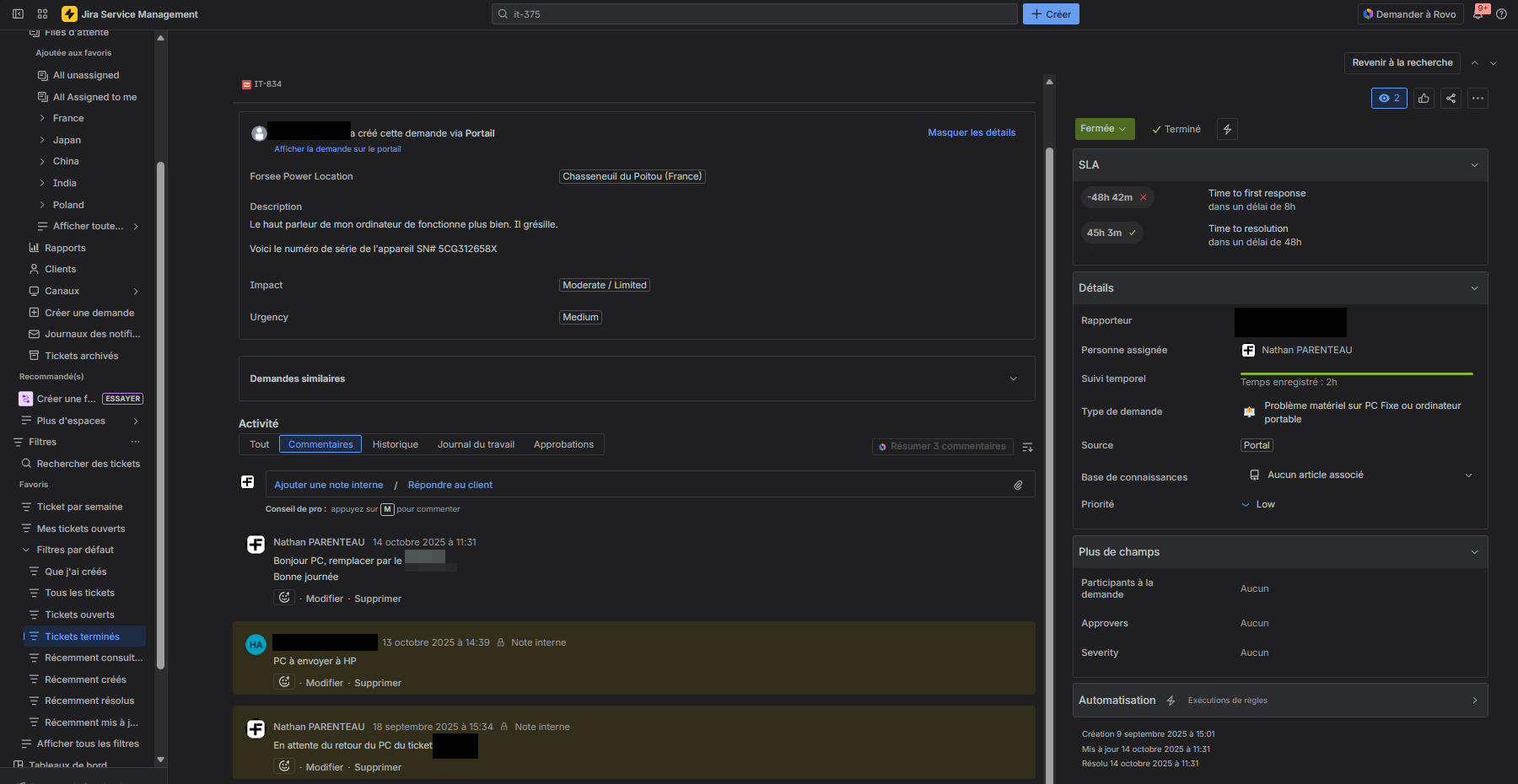 Résolution d’incident